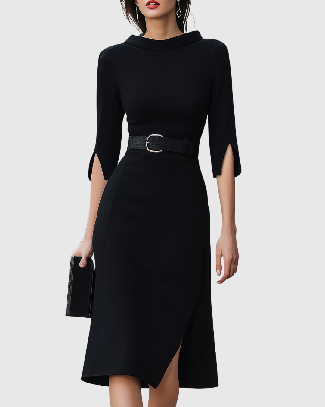 Giorgia | Vestido Midi Clásico de Manga Corta