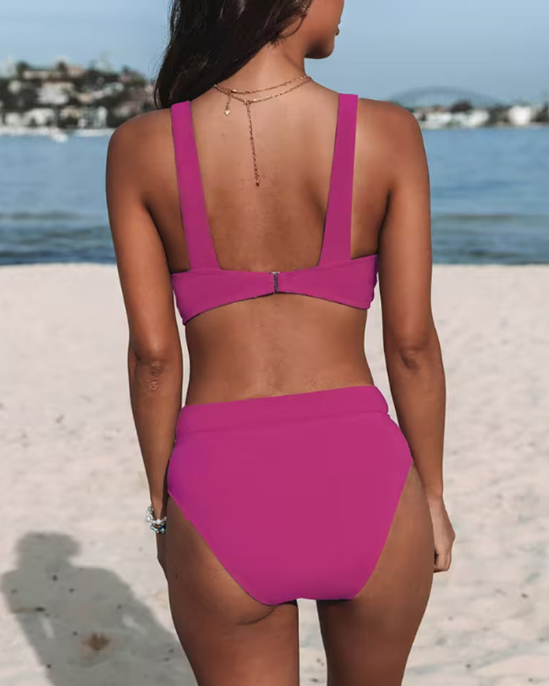 Coral Dream | Costume da bagno a vita alta tinta unita