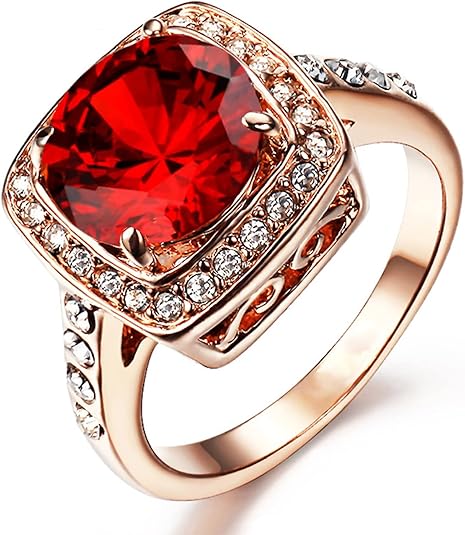 Anillo Impresionante Rubí Halo