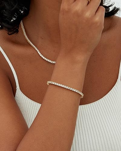 Pulsera Tenis Chapada en Oro con Moissanite