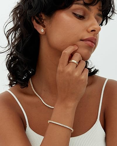 Pulsera Tenis Chapada en Oro con Moissanite
