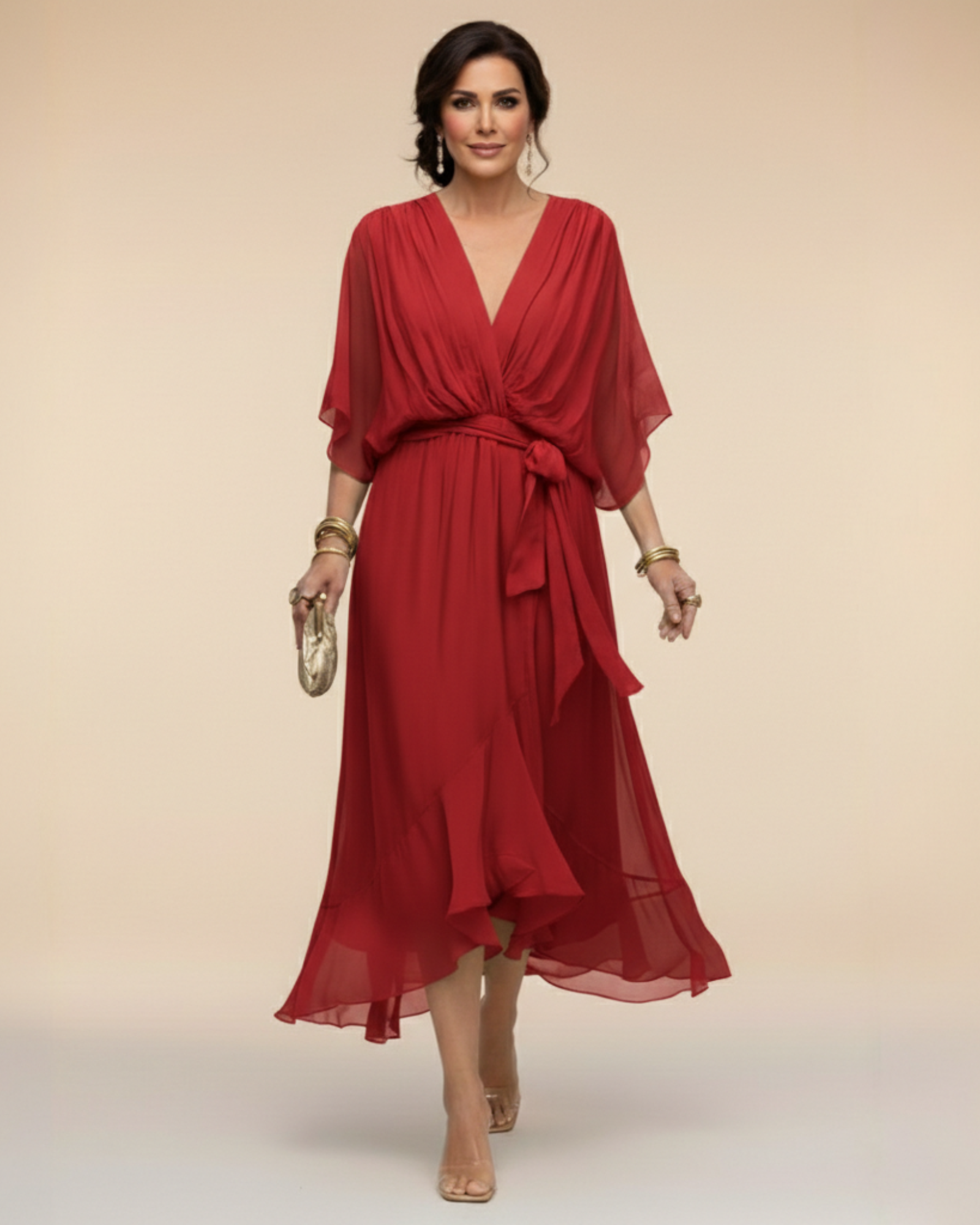 Julieta | Abito in chiffon con scollo a V