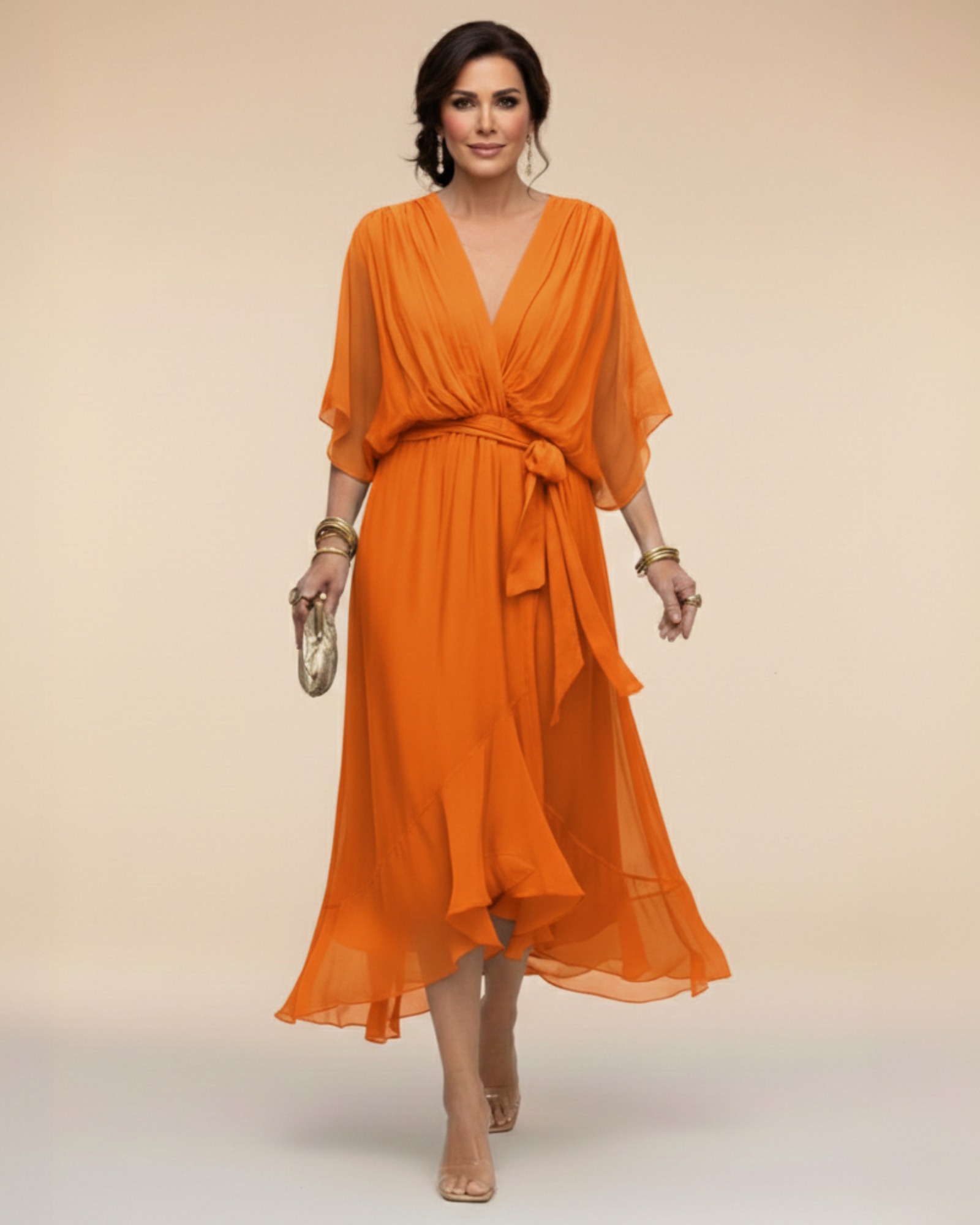 Julieta | Abito in chiffon con scollo a V