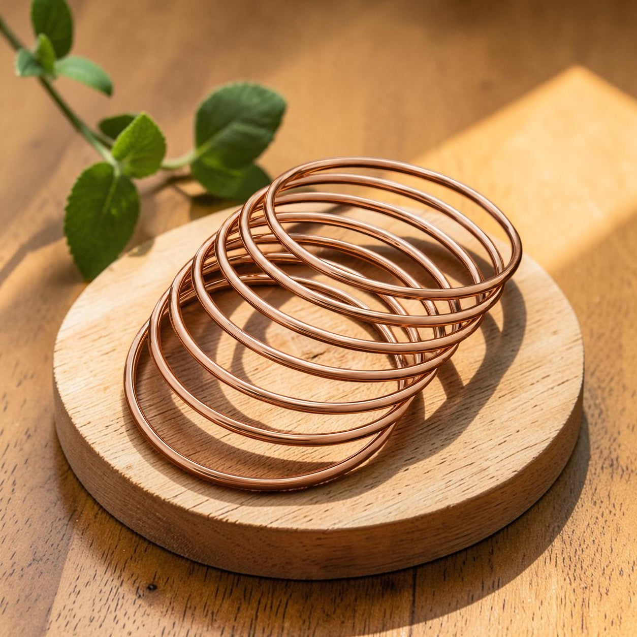 Set de Brazaletes Lisos de Cobre