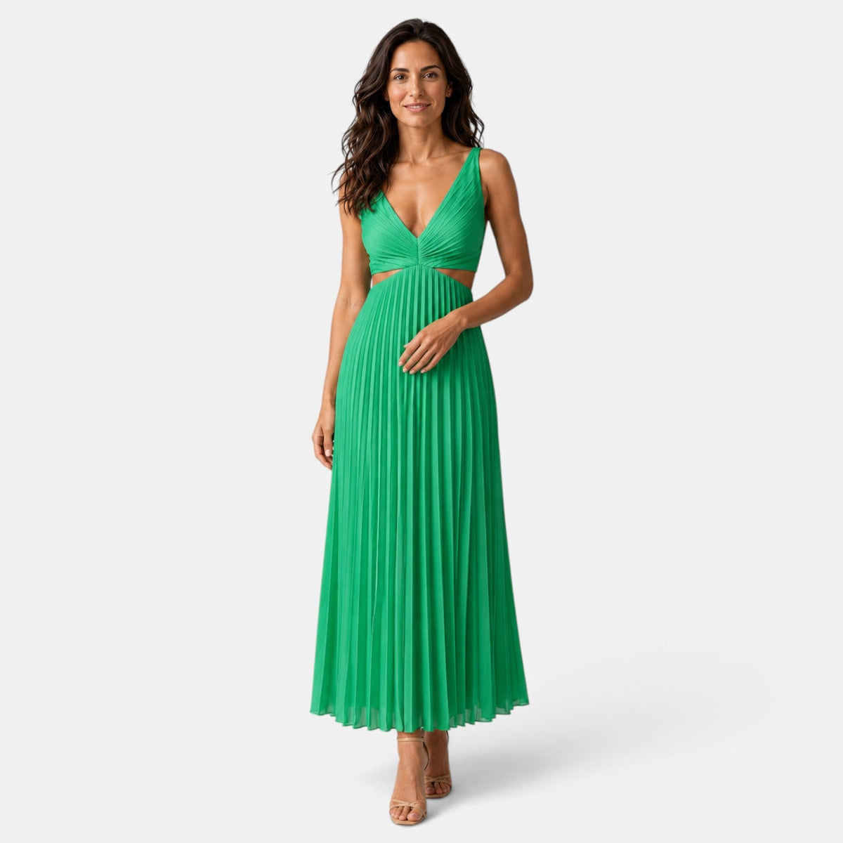 Vestido Invitada de Boda Midi Plisado Cut Out