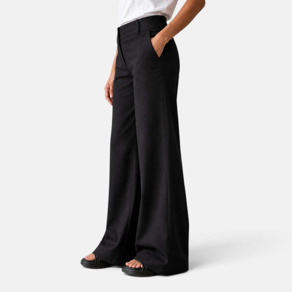 Pantalón de Vestir Mujer Negro Pierna Ancha