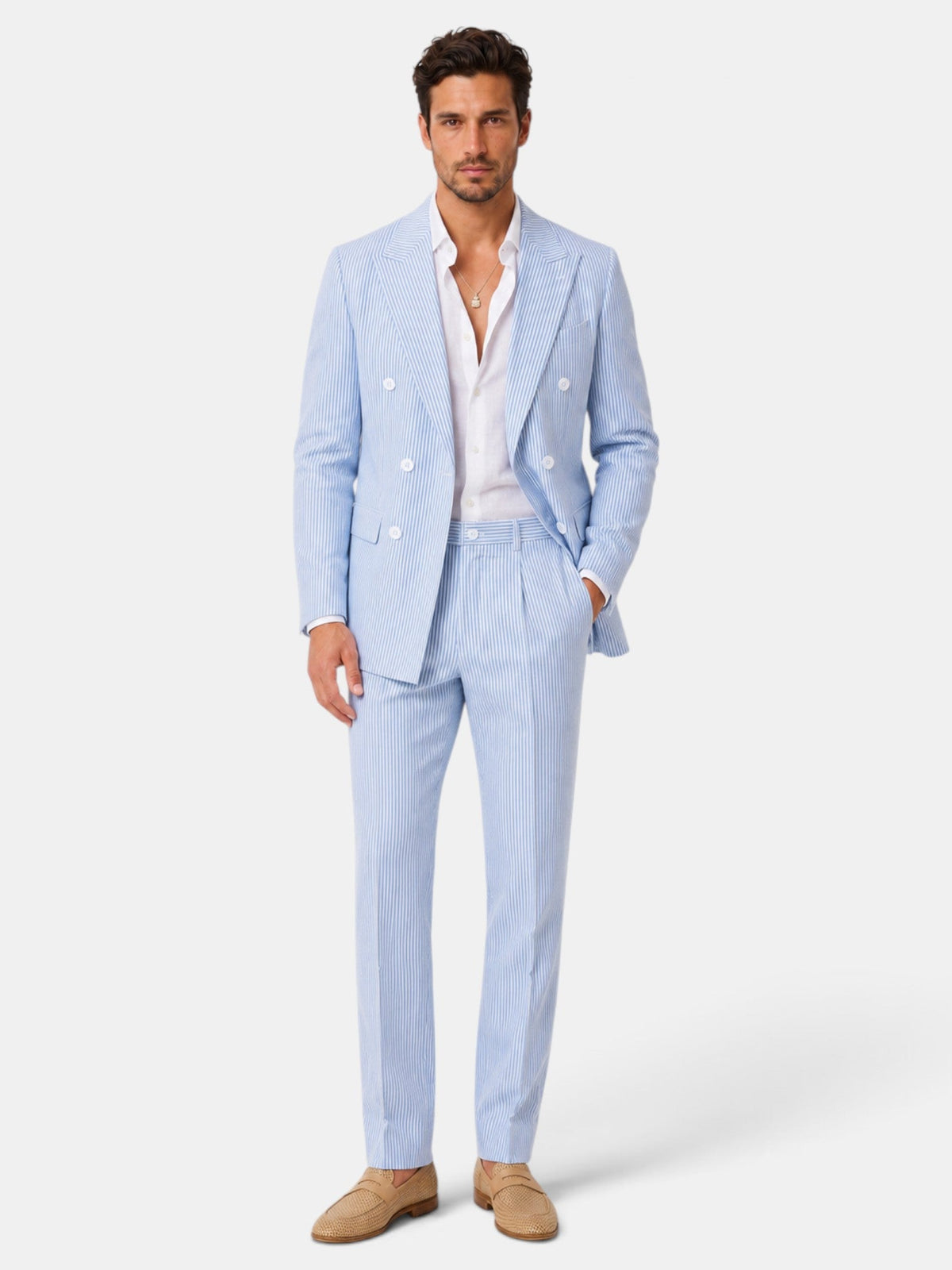 Traje Hombre Azul de Rayas