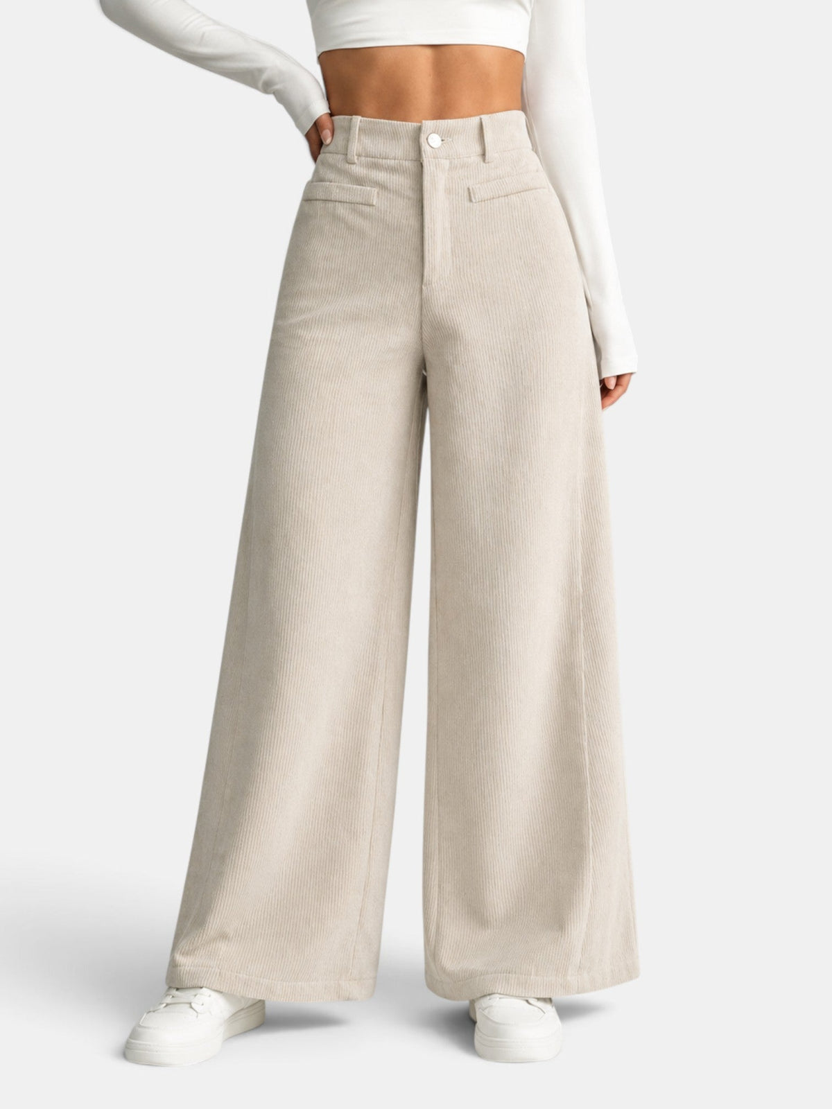 Pantalón Mujer Pana Cintura Alta