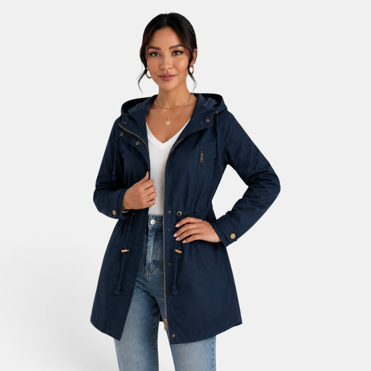 Gabardina Mujer Capucha Algodón