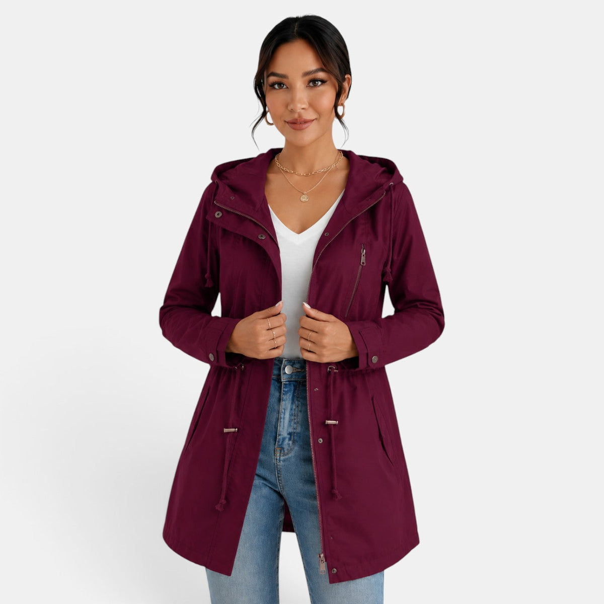 Gabardina Mujer Capucha Algodón