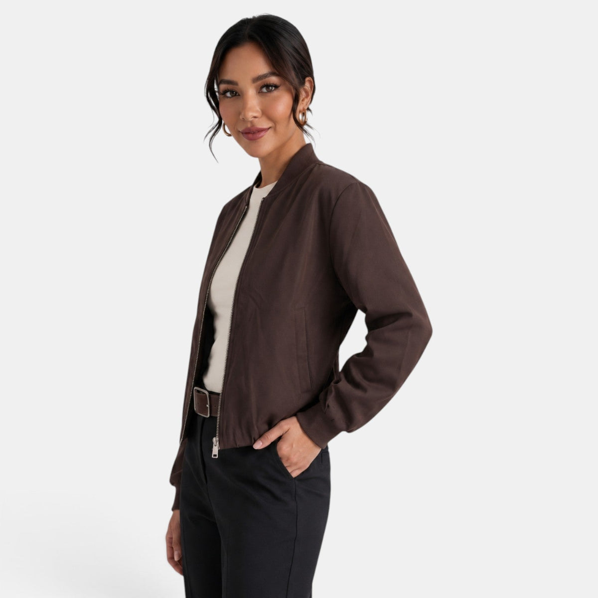 Chaqueta Corta Mujer Entretiempo Manga Larga