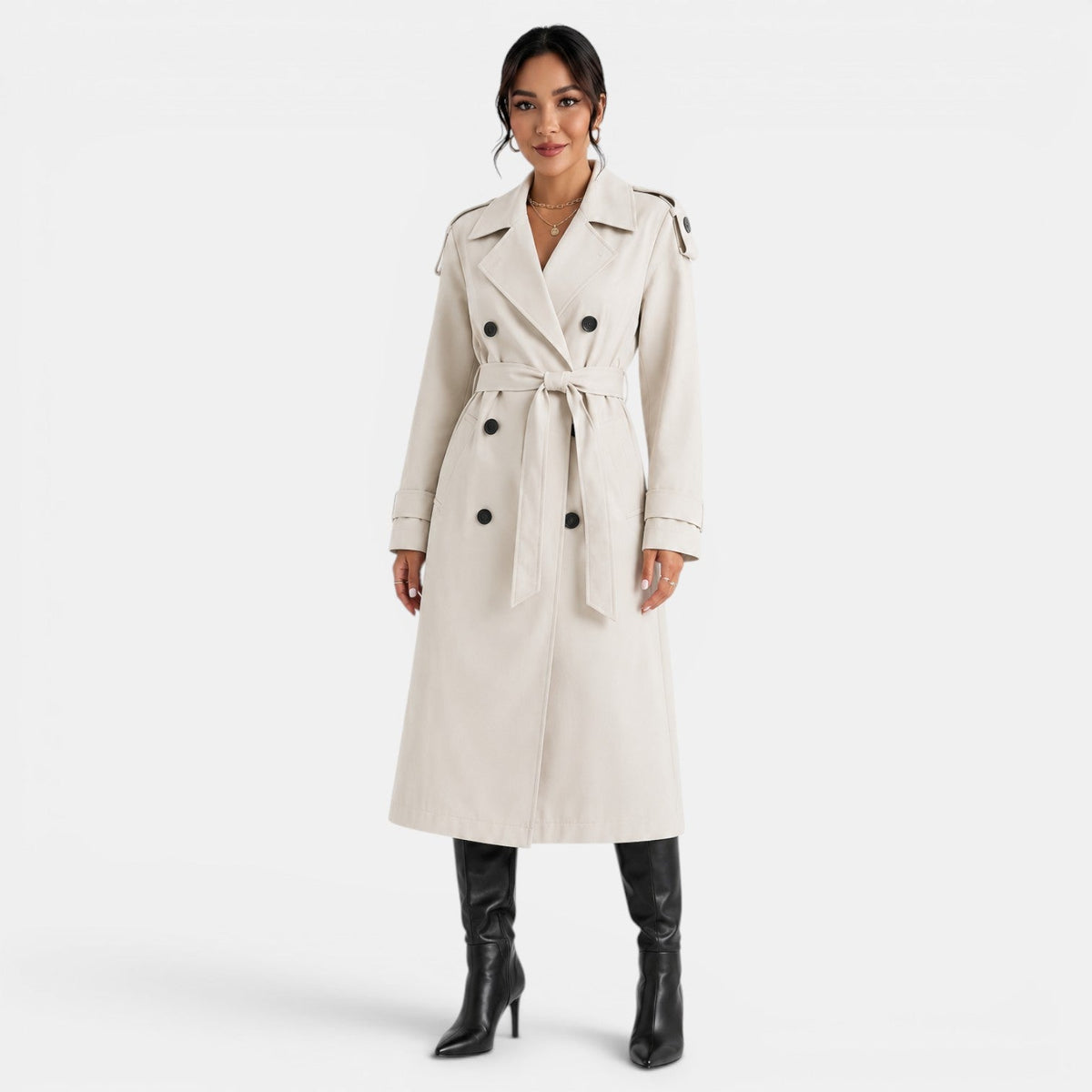 Gabardina Mujer Elegante Cinturón