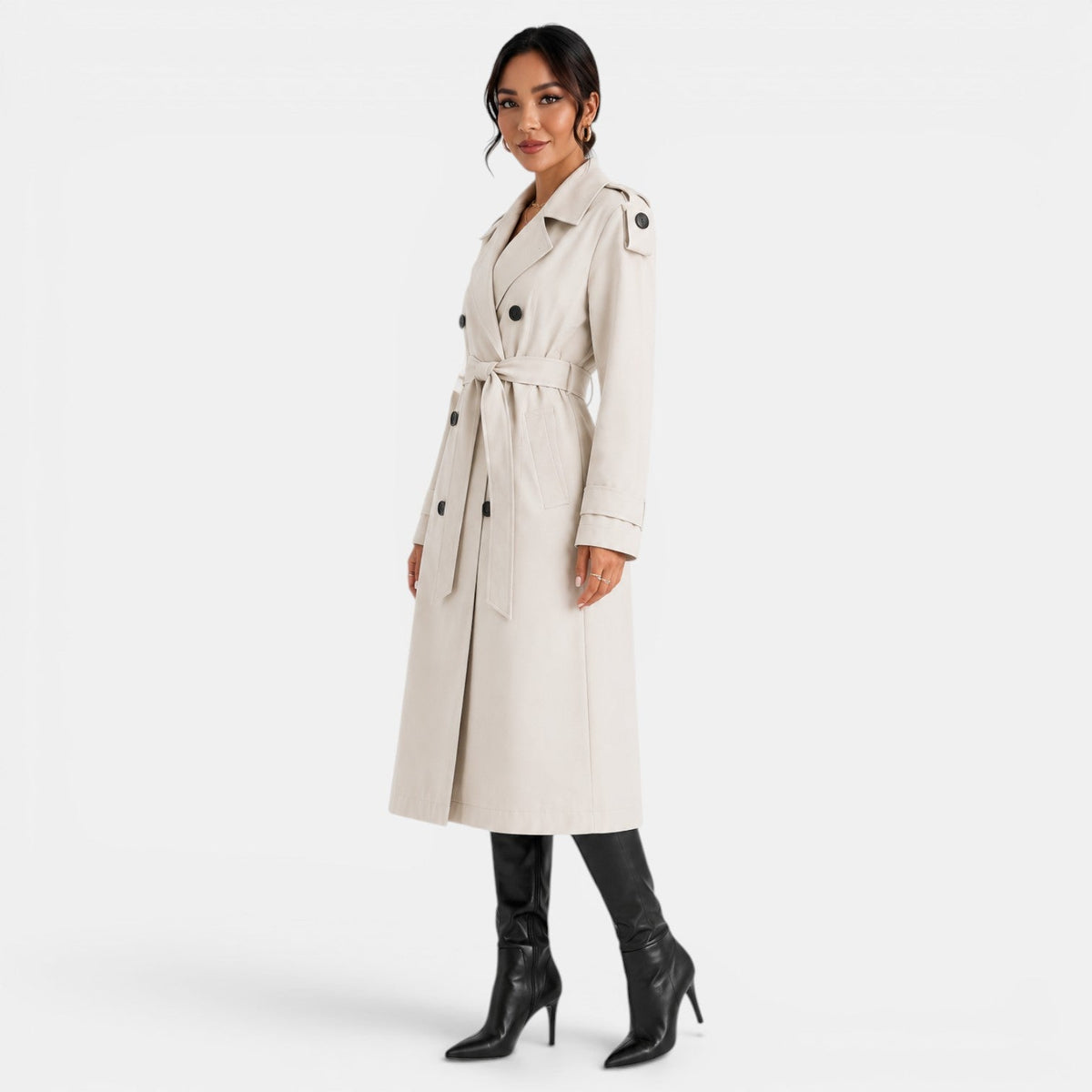 Gabardina Mujer Elegante Cinturón