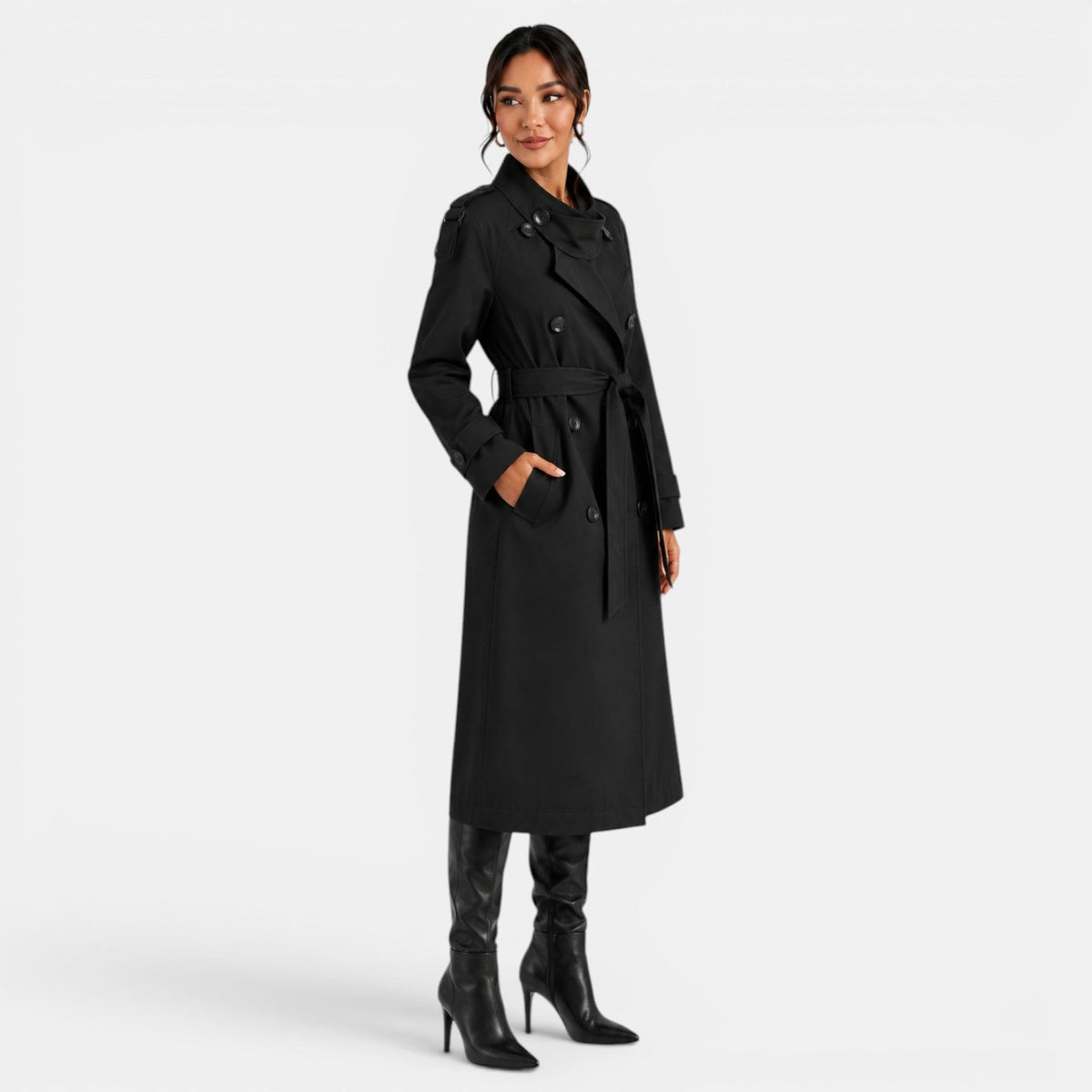 Gabardina Mujer Elegante Cinturón