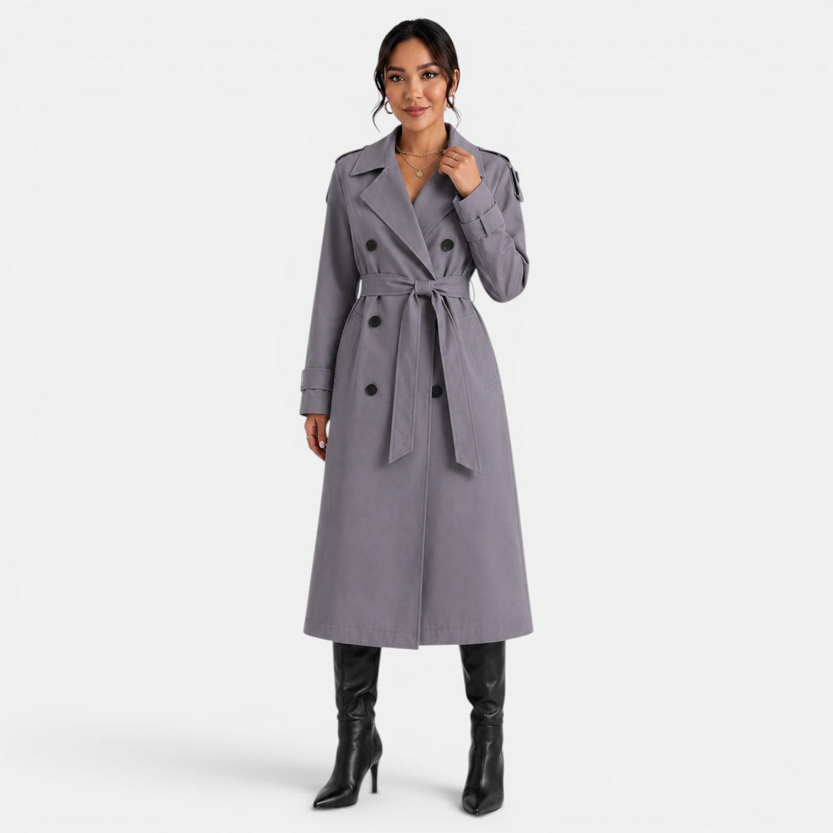 Gabardina Mujer Elegante Cinturón