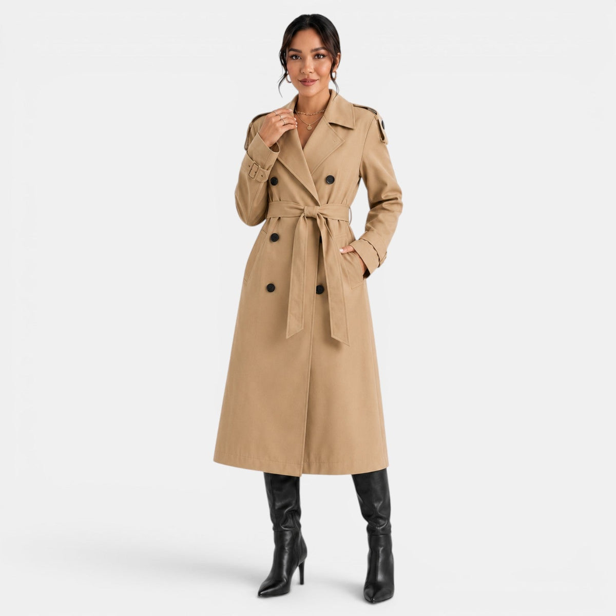 Gabardina Mujer Elegante Cinturón