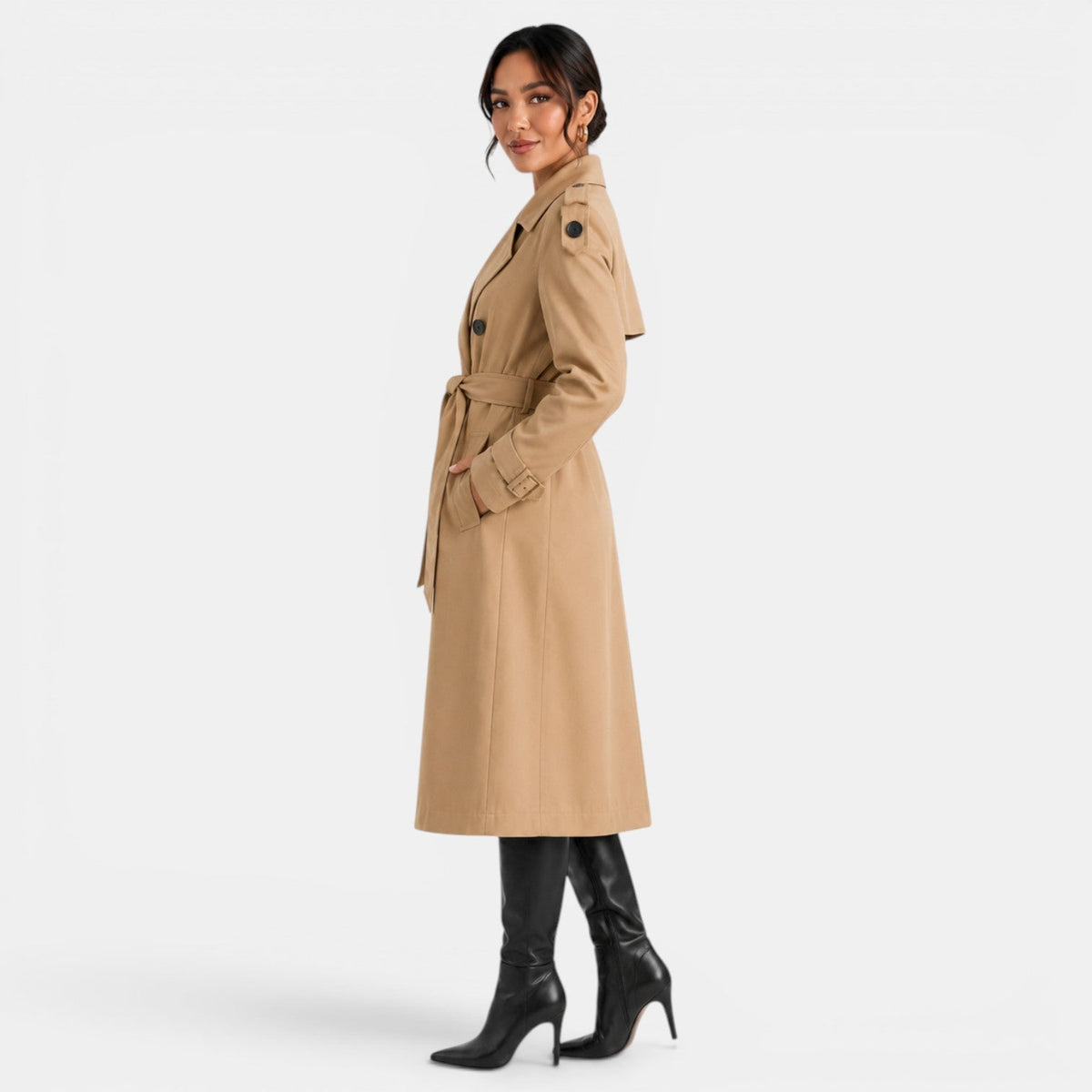 Gabardina Mujer Elegante Cinturón