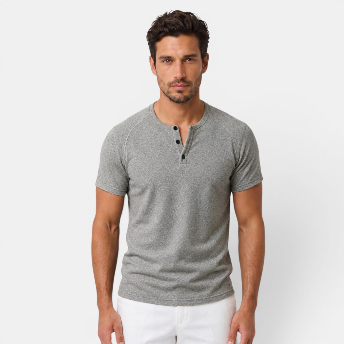 Camiseta Henley Hombre Casual