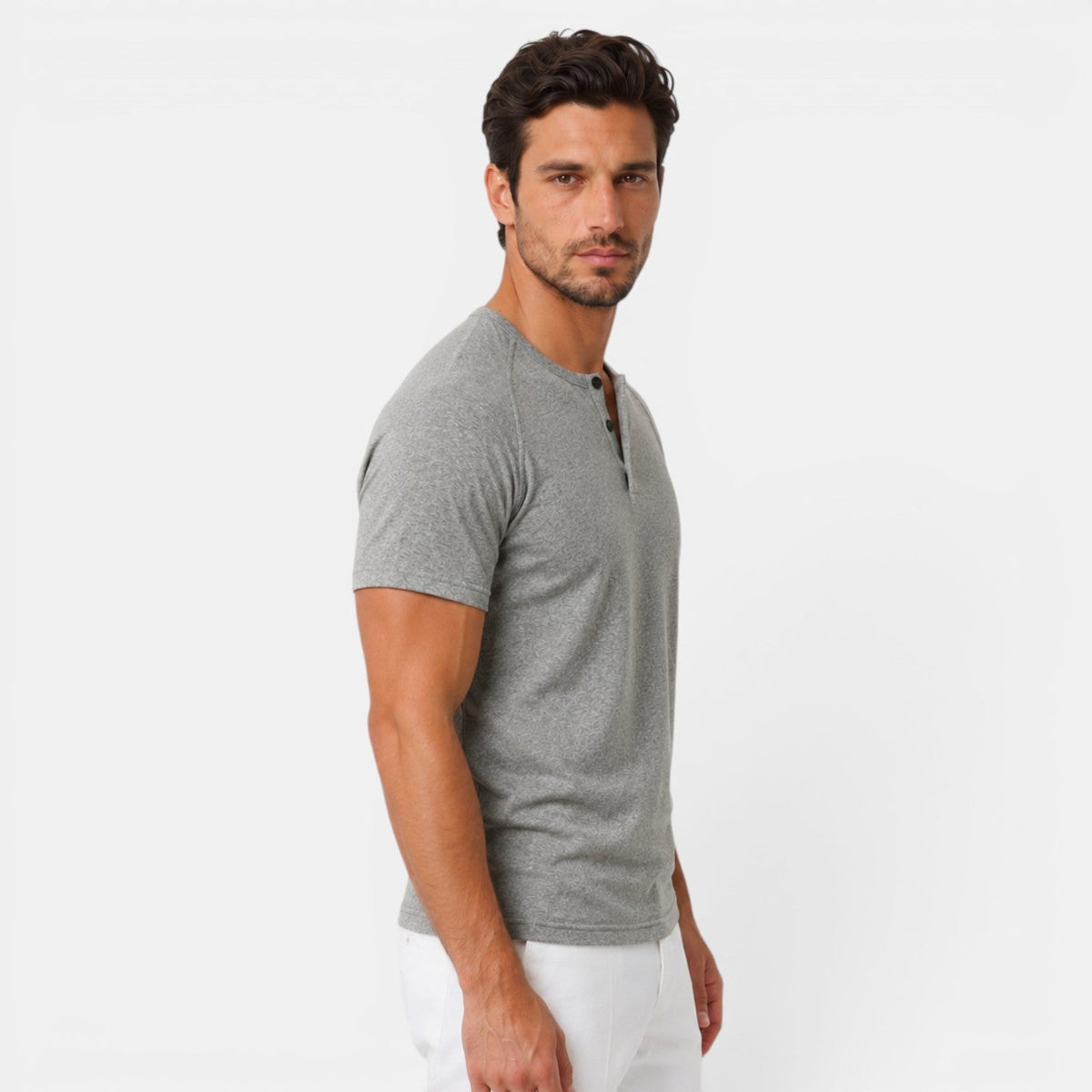 Camiseta Henley Hombre Casual