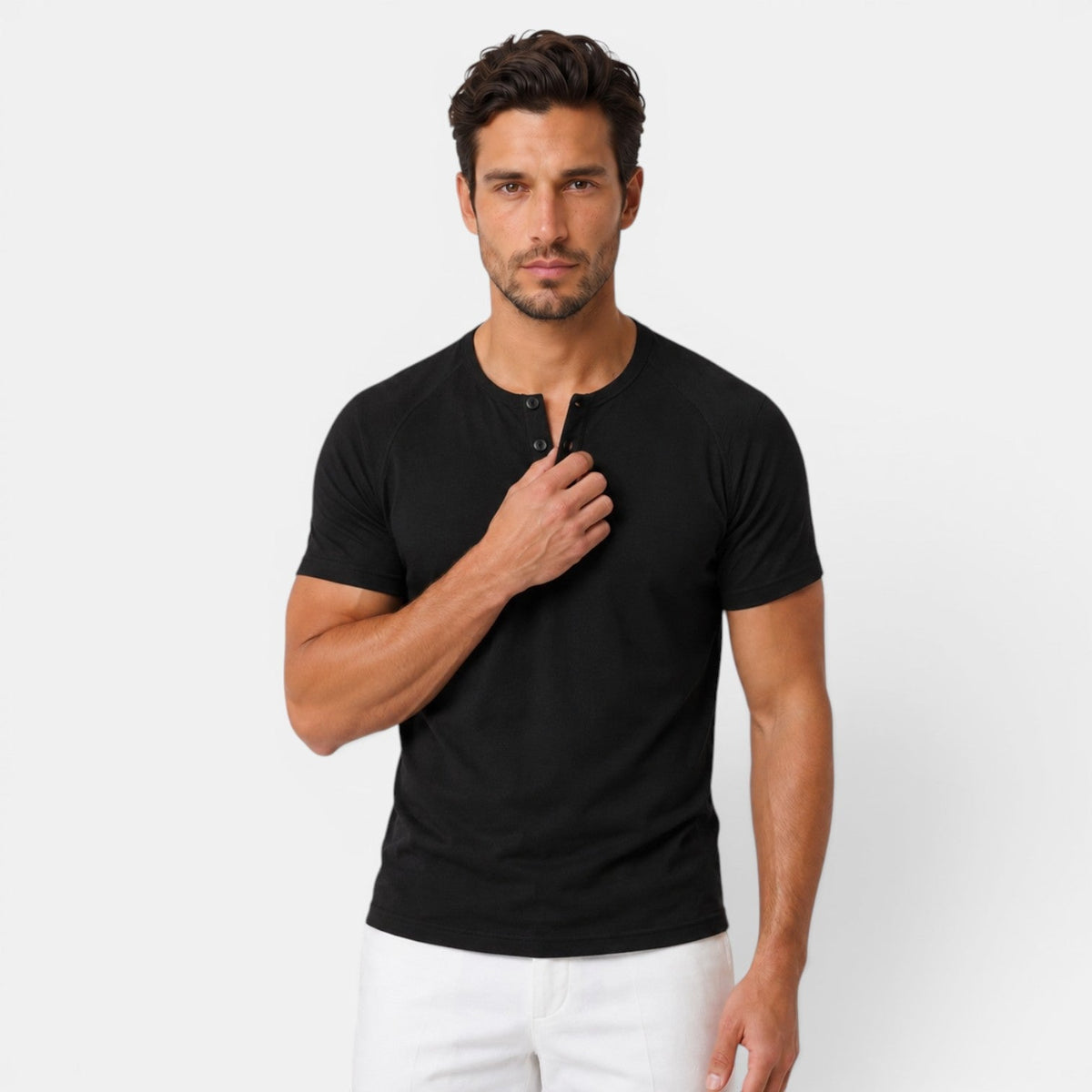 Camiseta Henley Hombre Casual