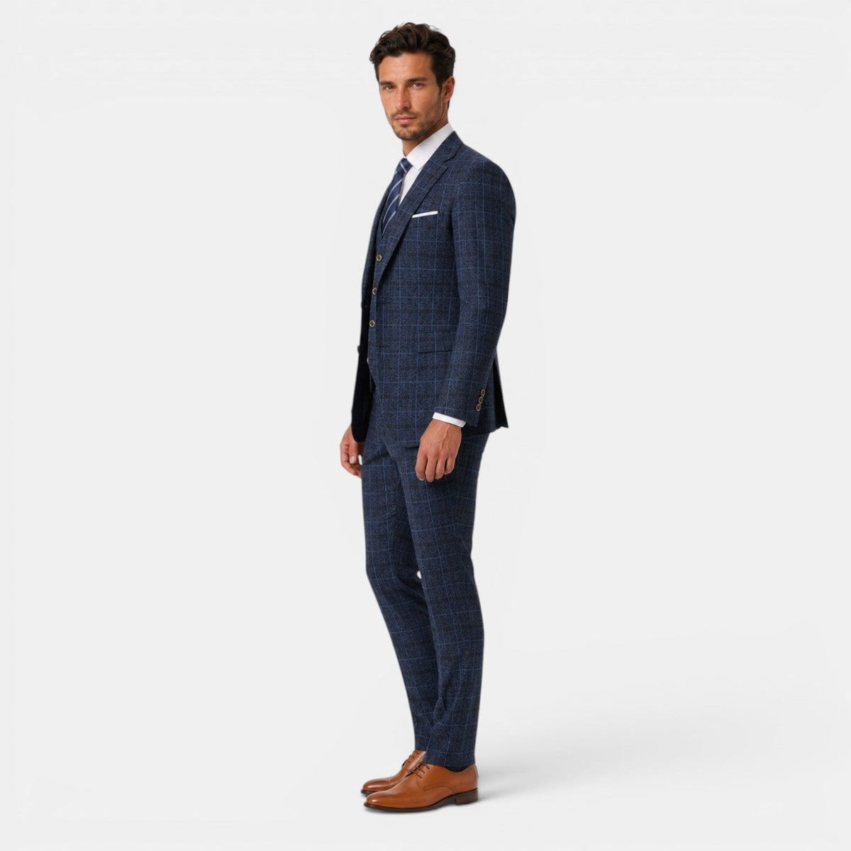 Traje Hombre 3 Piezas Cuadros