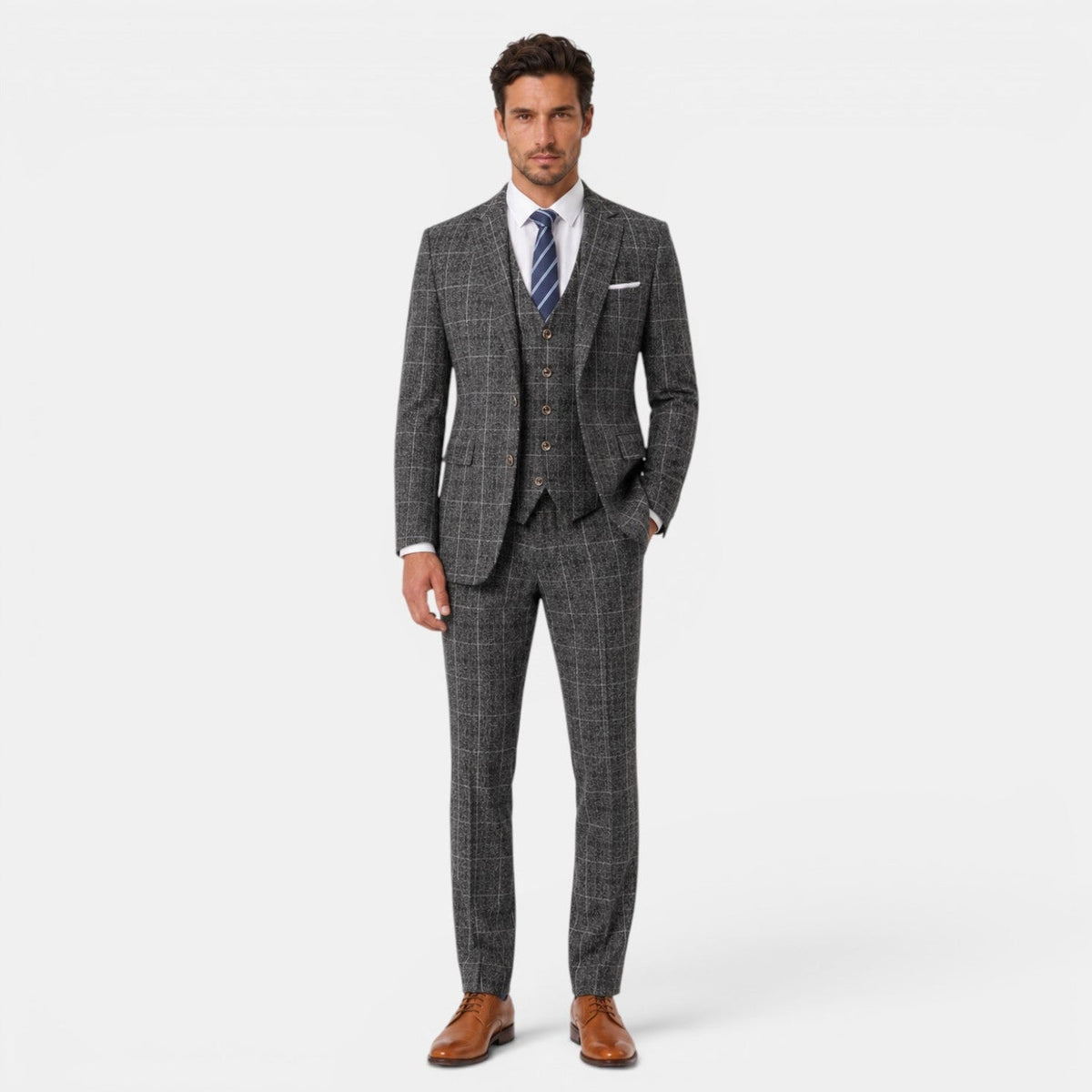 Traje Hombre 3 Piezas Cuadros