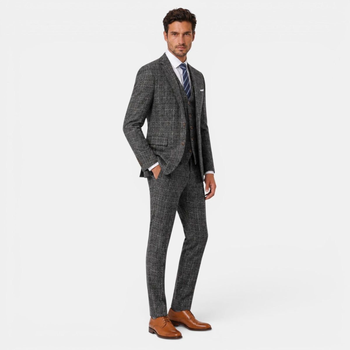 Traje Hombre 3 Piezas Cuadros