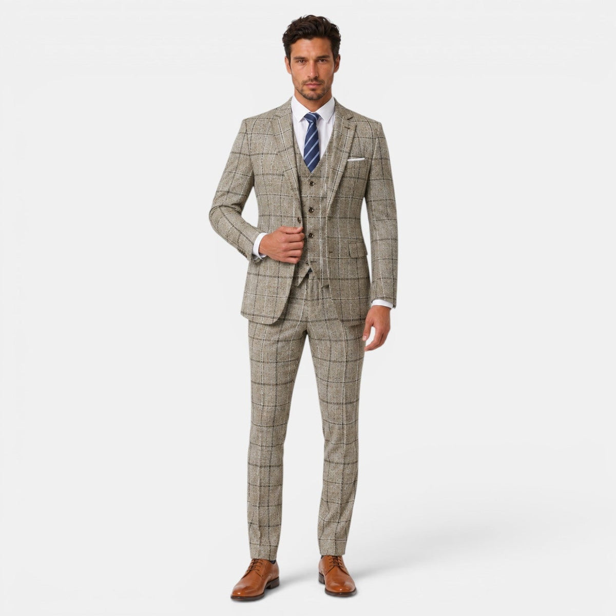 Traje Hombre 3 Piezas Cuadros