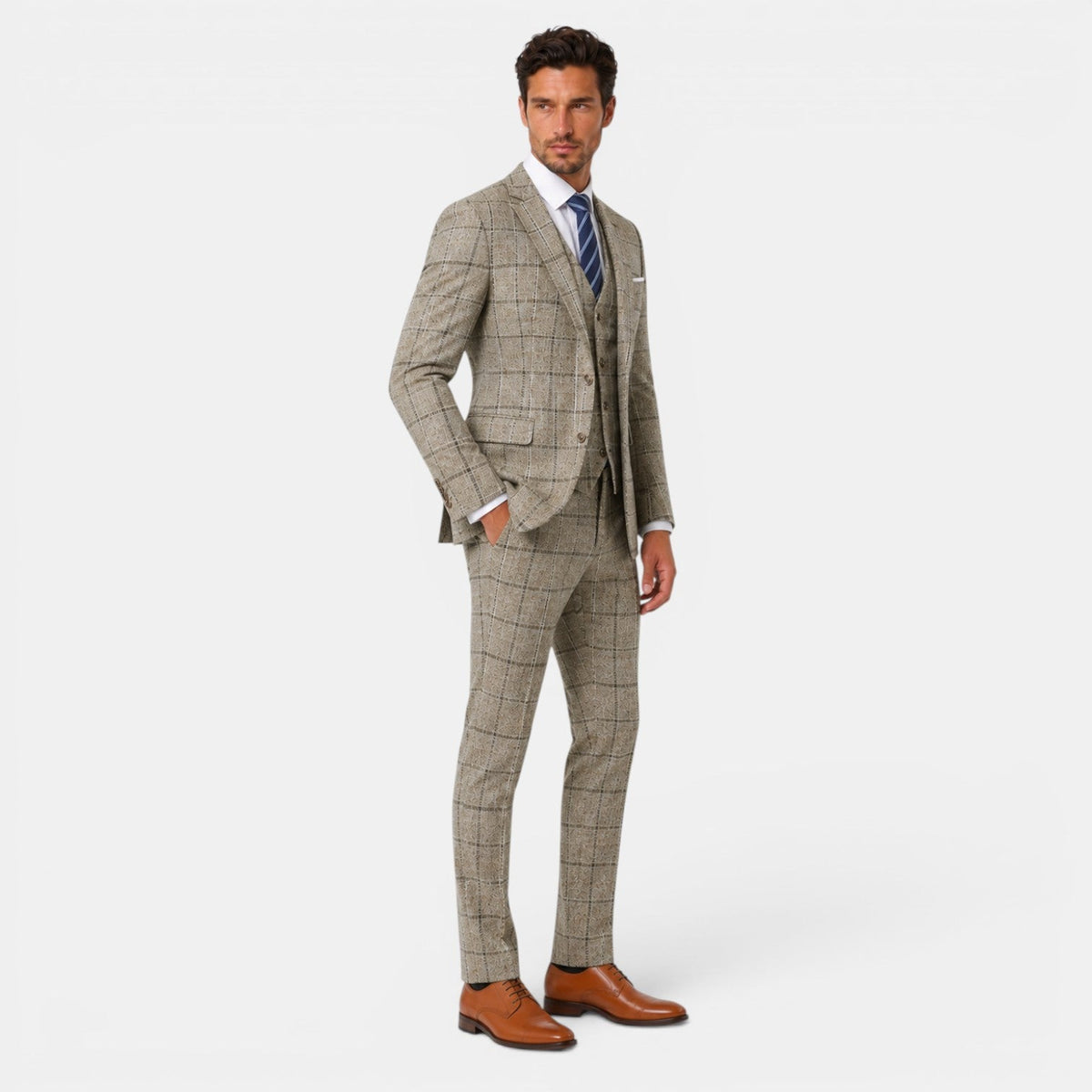 Traje Hombre 3 Piezas Cuadros