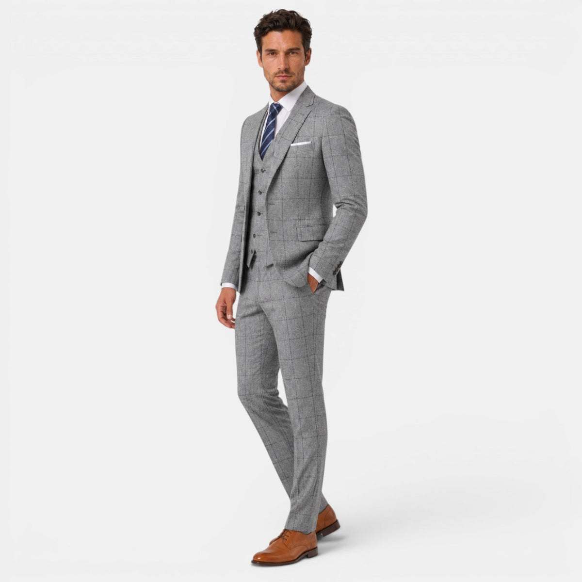 Traje Hombre 3 Piezas Cuadros