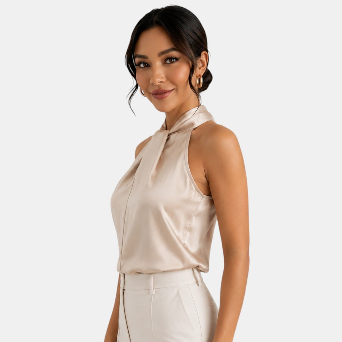 Top Satén Mujer Halter
