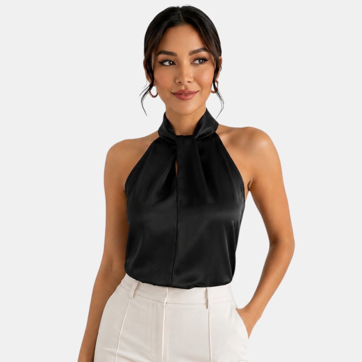 Top Satén Mujer Halter