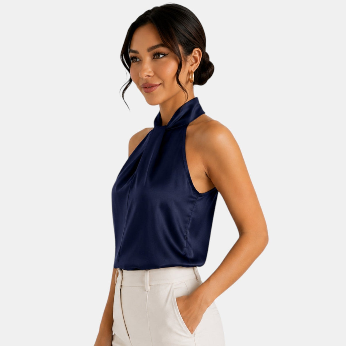 Top Satén Mujer Halter