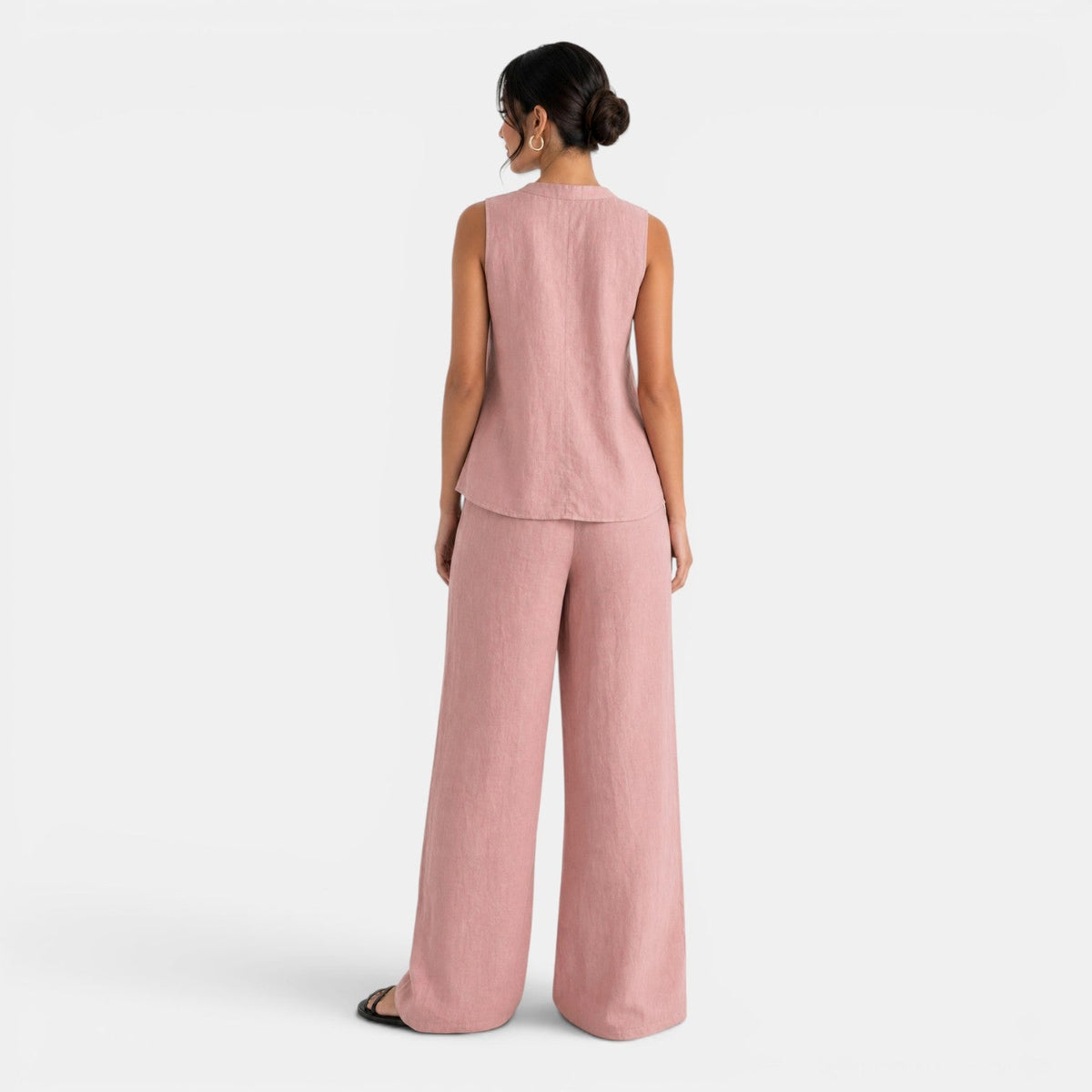 Conjunto Mujer Lino Chaleco Pantalón