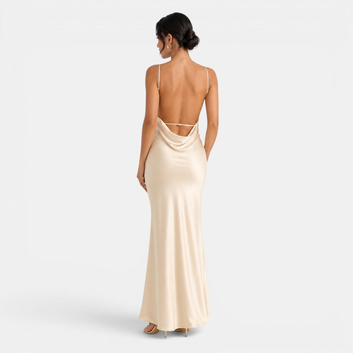 Vestido Satén Espalda Descubierta