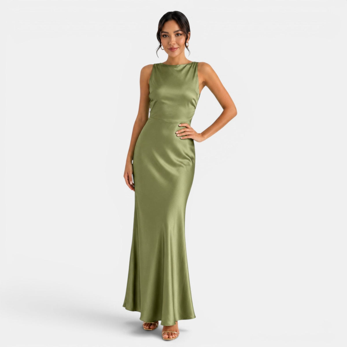 Vestido Satén Espalda Descubierta