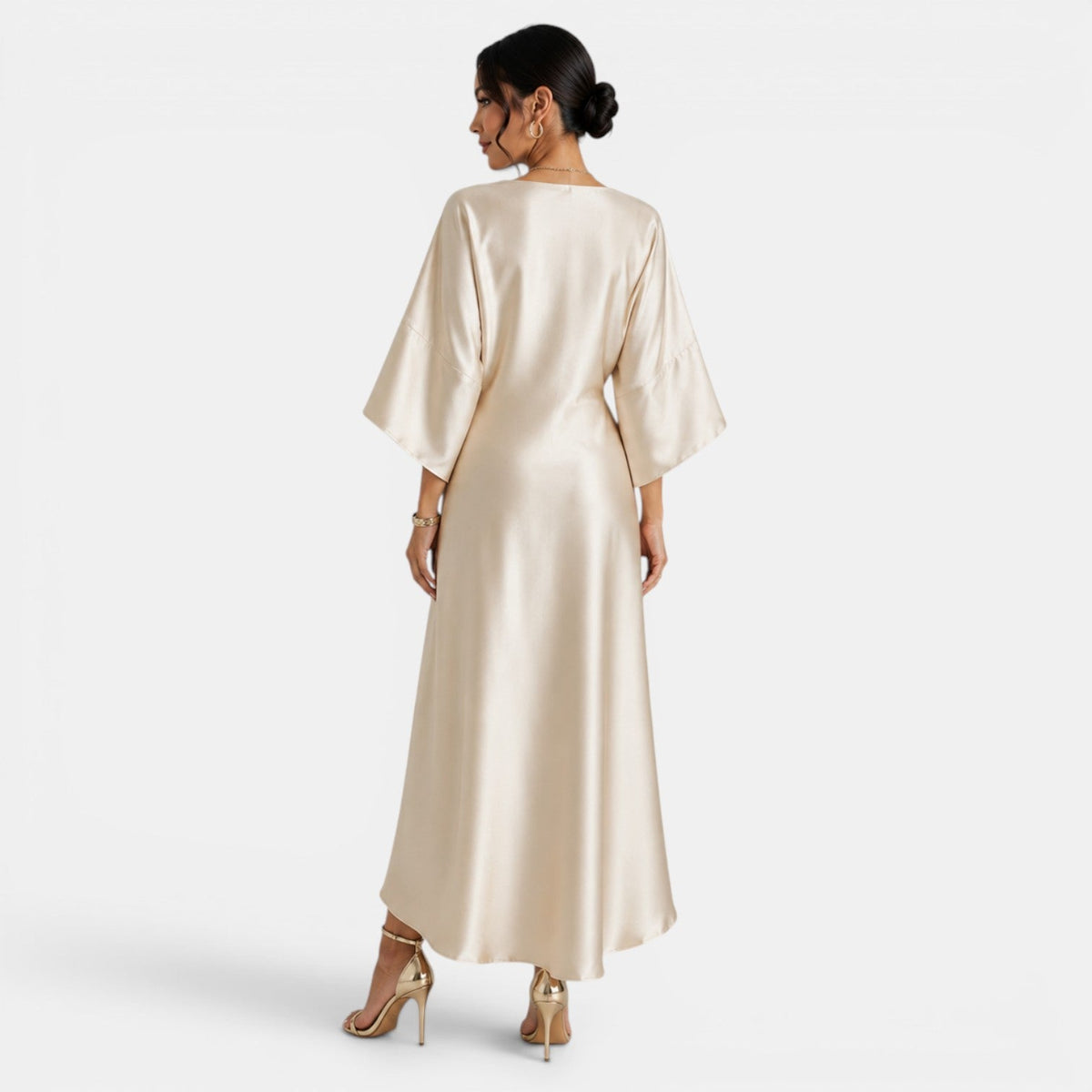Vestido Satinado Largo Elegante Mujer