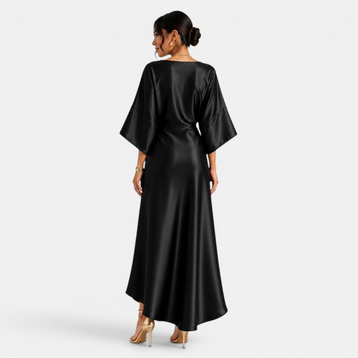 Vestido Satinado Largo Elegante Mujer