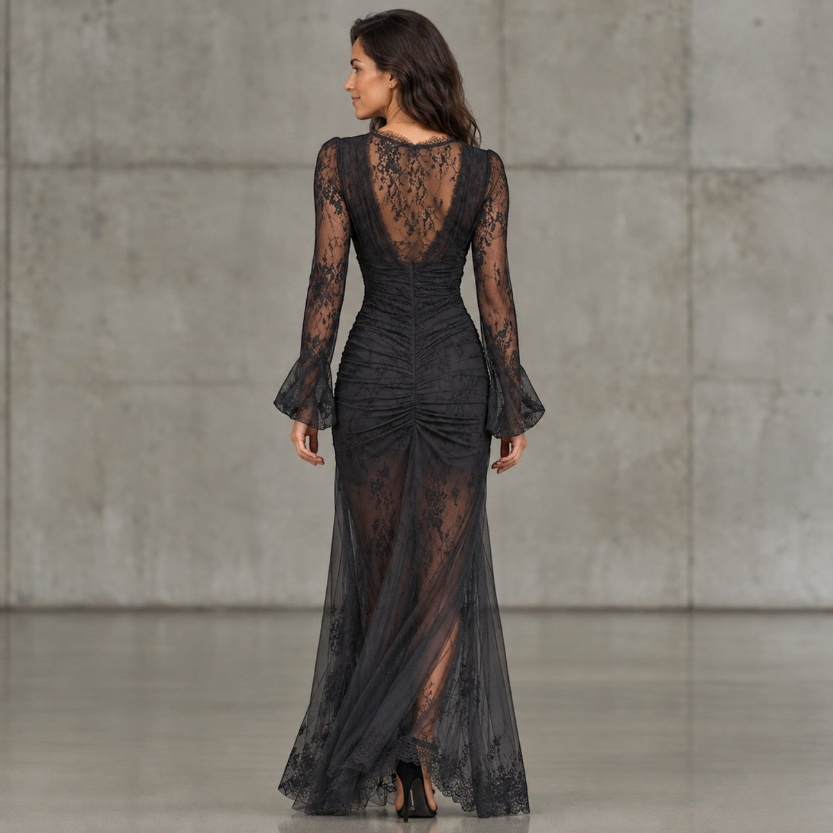 Vestido Mujer Invitada Boda Negro Encaje