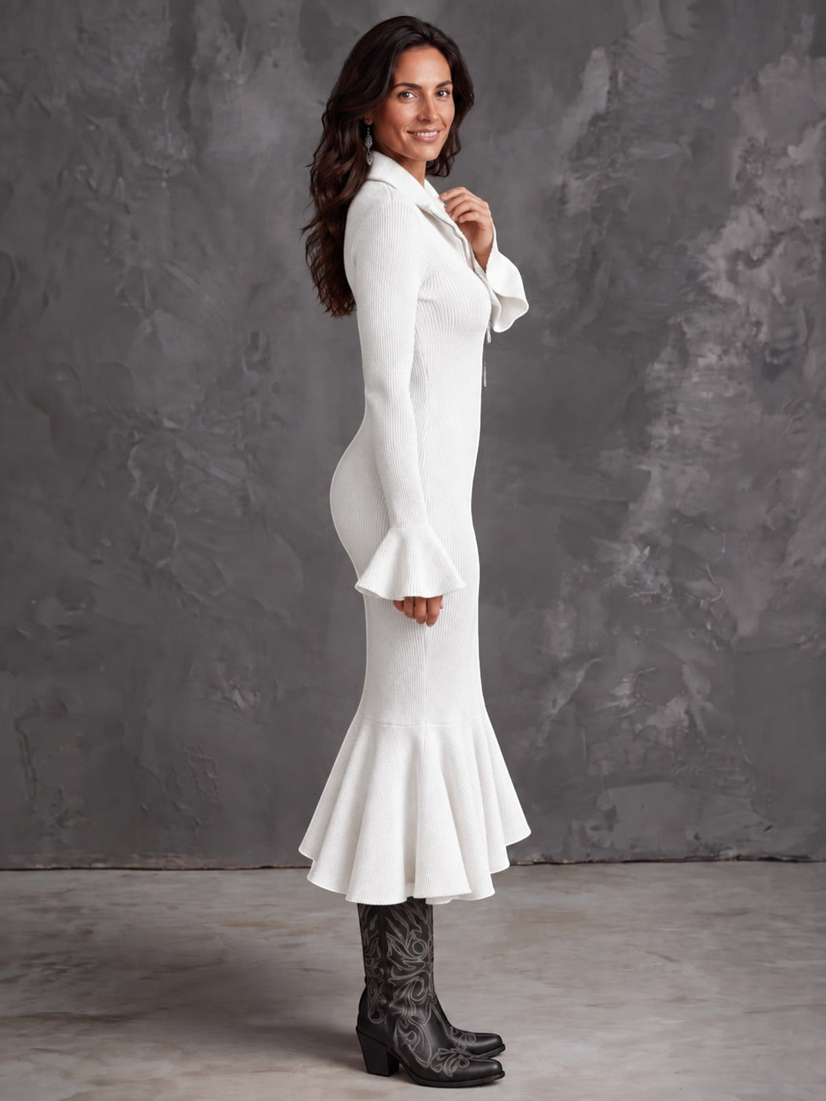 Vestido Midi Mujer Punto Canalé