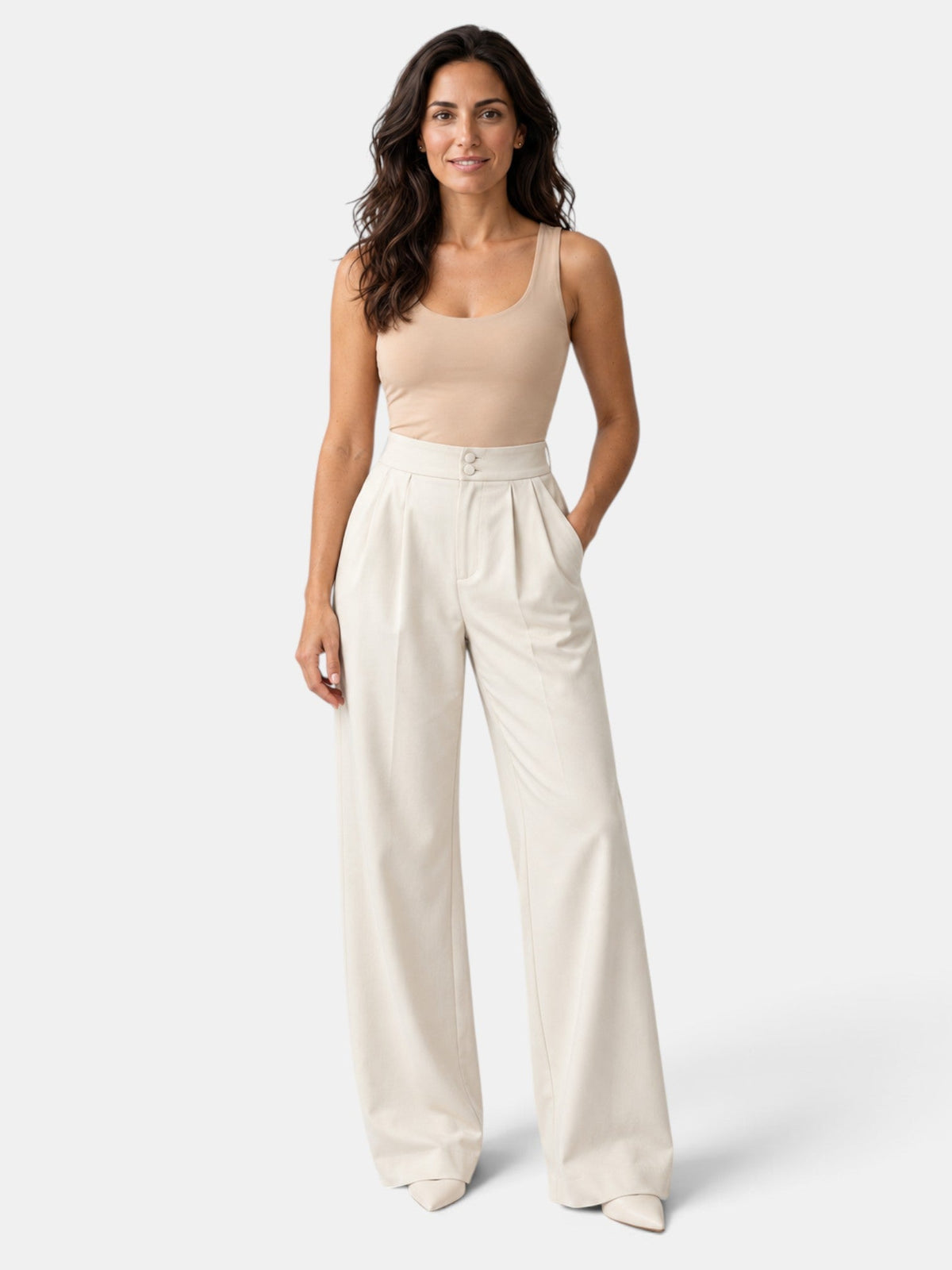 Pantalón Mujer Pierna Ancha Elástico