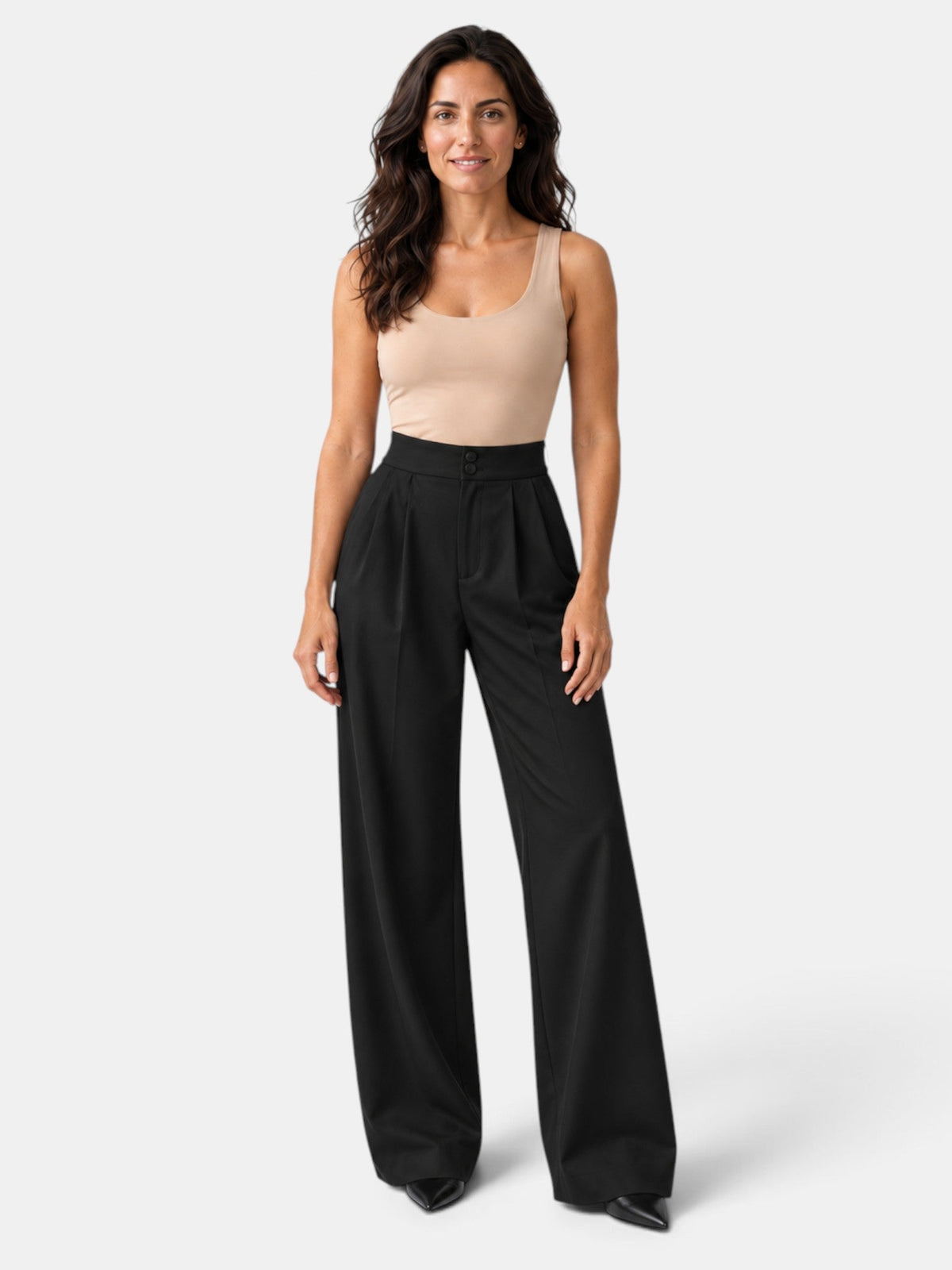 Pantalón Mujer Pierna Ancha Elástico