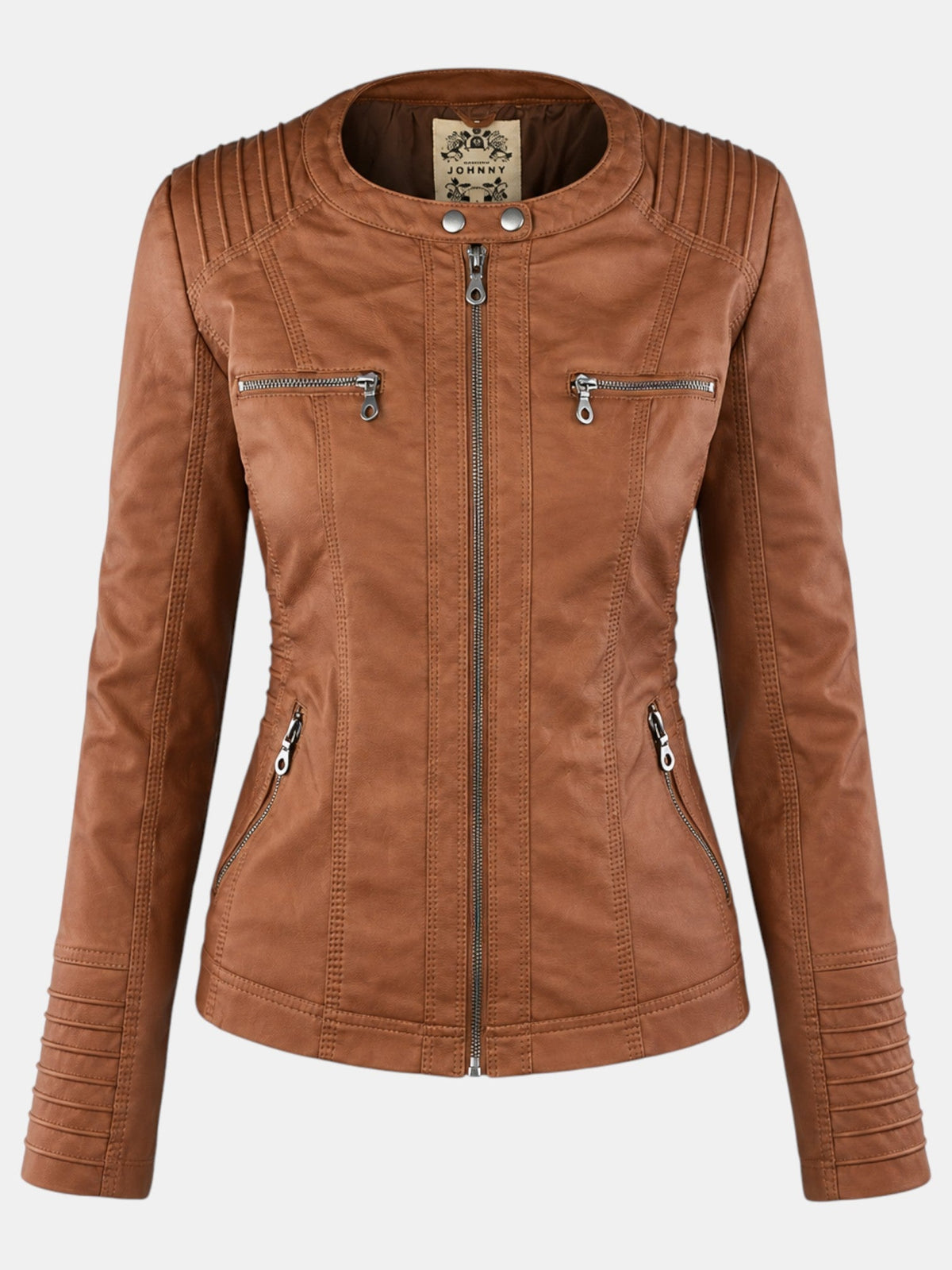 Chaqueta Impermeable de Polipiel para Mujer con Capucha