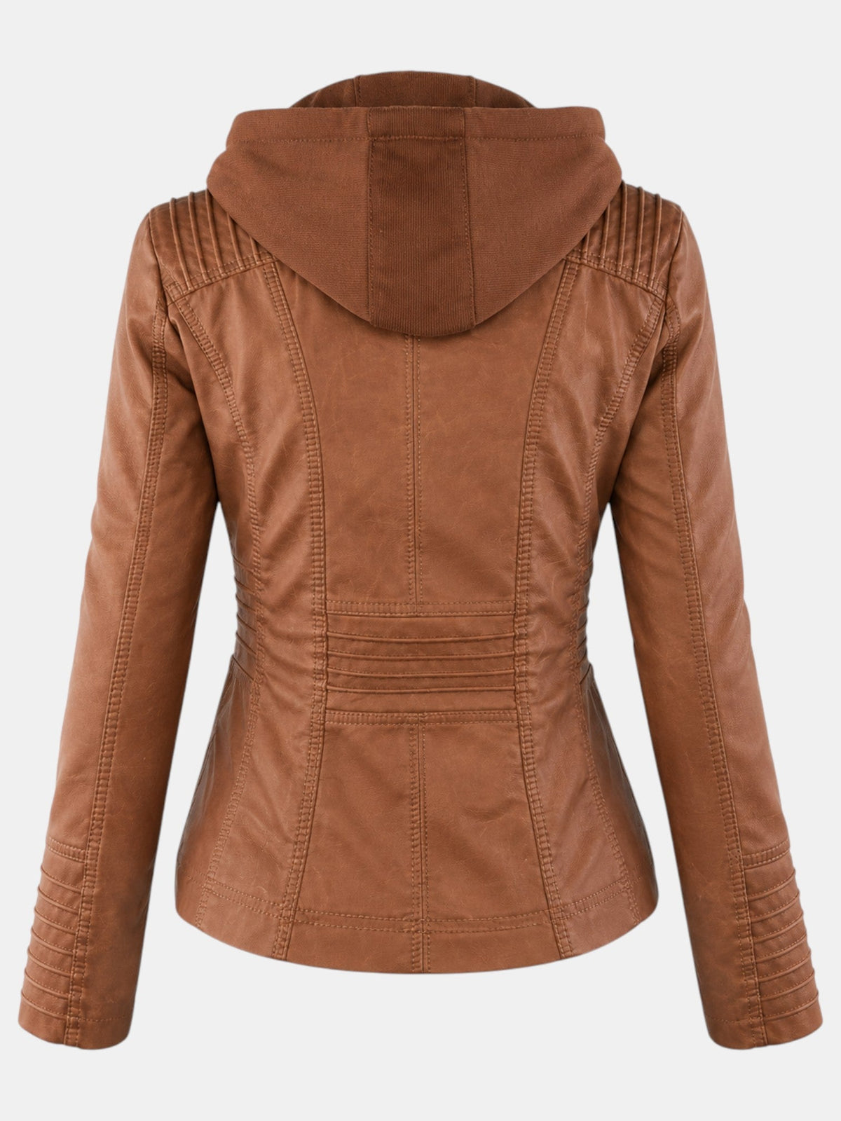 Chaqueta Impermeable de Polipiel para Mujer con Capucha