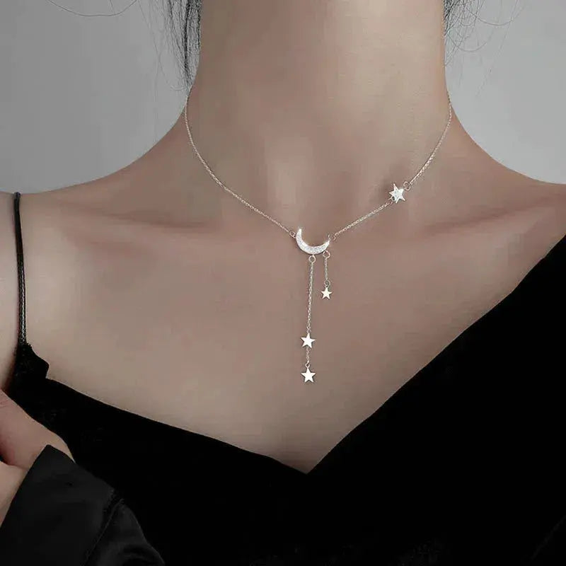 Collar Plata con Luna y Estrellas