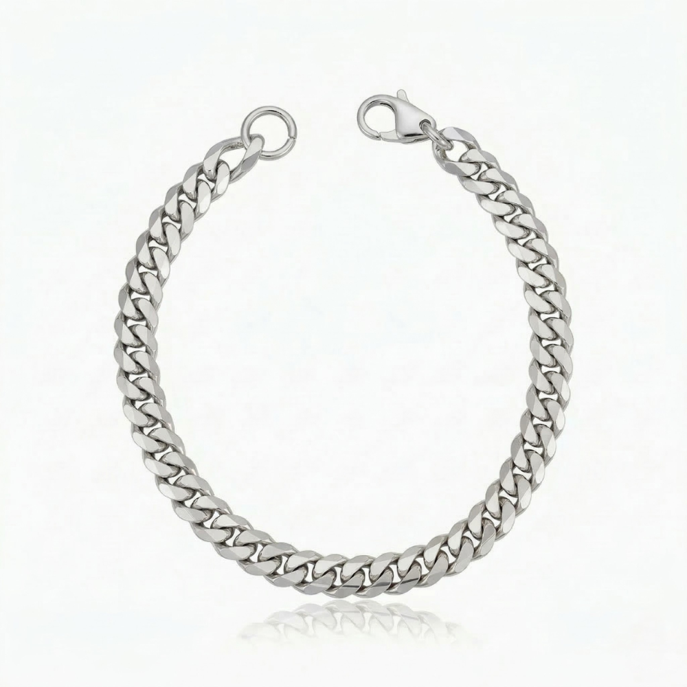 Pulsera Cubana Estate Oro Blanco
