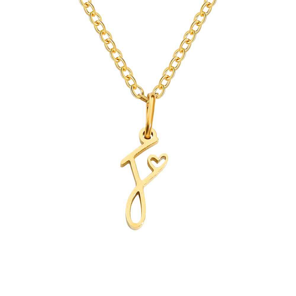 Collar Inicial en Corazón Oro