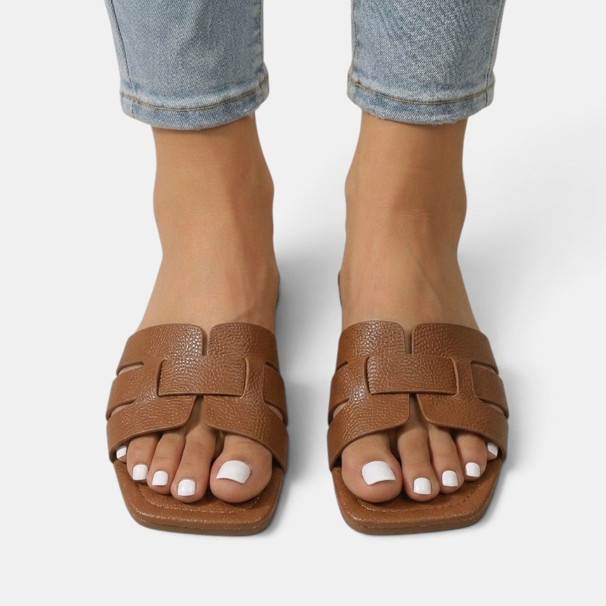Sandalias Ortopédicas Mujer Premium de Piel – Sandalias Planas con Tira H