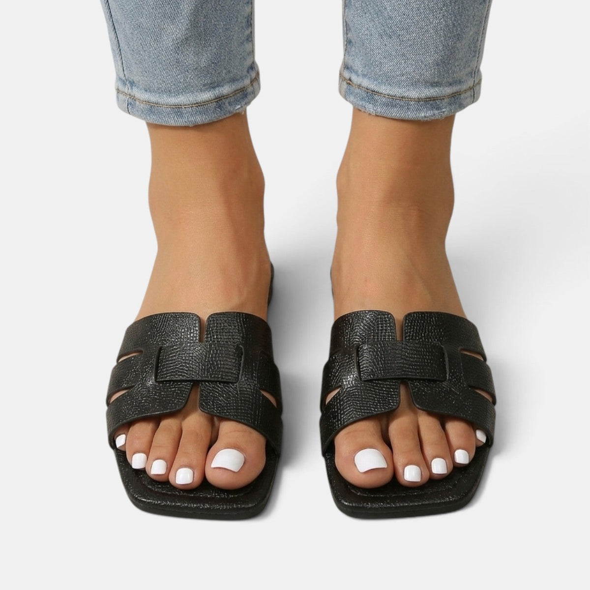 Sandalias Ortopédicas Mujer Premium de Piel – Sandalias Planas con Tira H