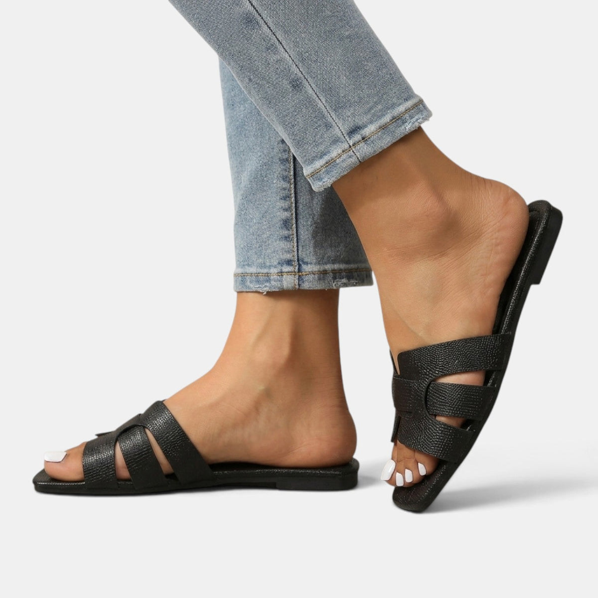 Sandalias Ortopédicas Mujer Premium de Piel – Sandalias Planas con Tira H